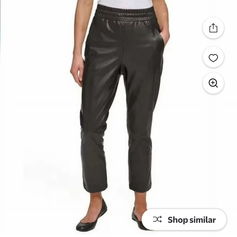 DKNY Women's Faux Leather Joggers - Black